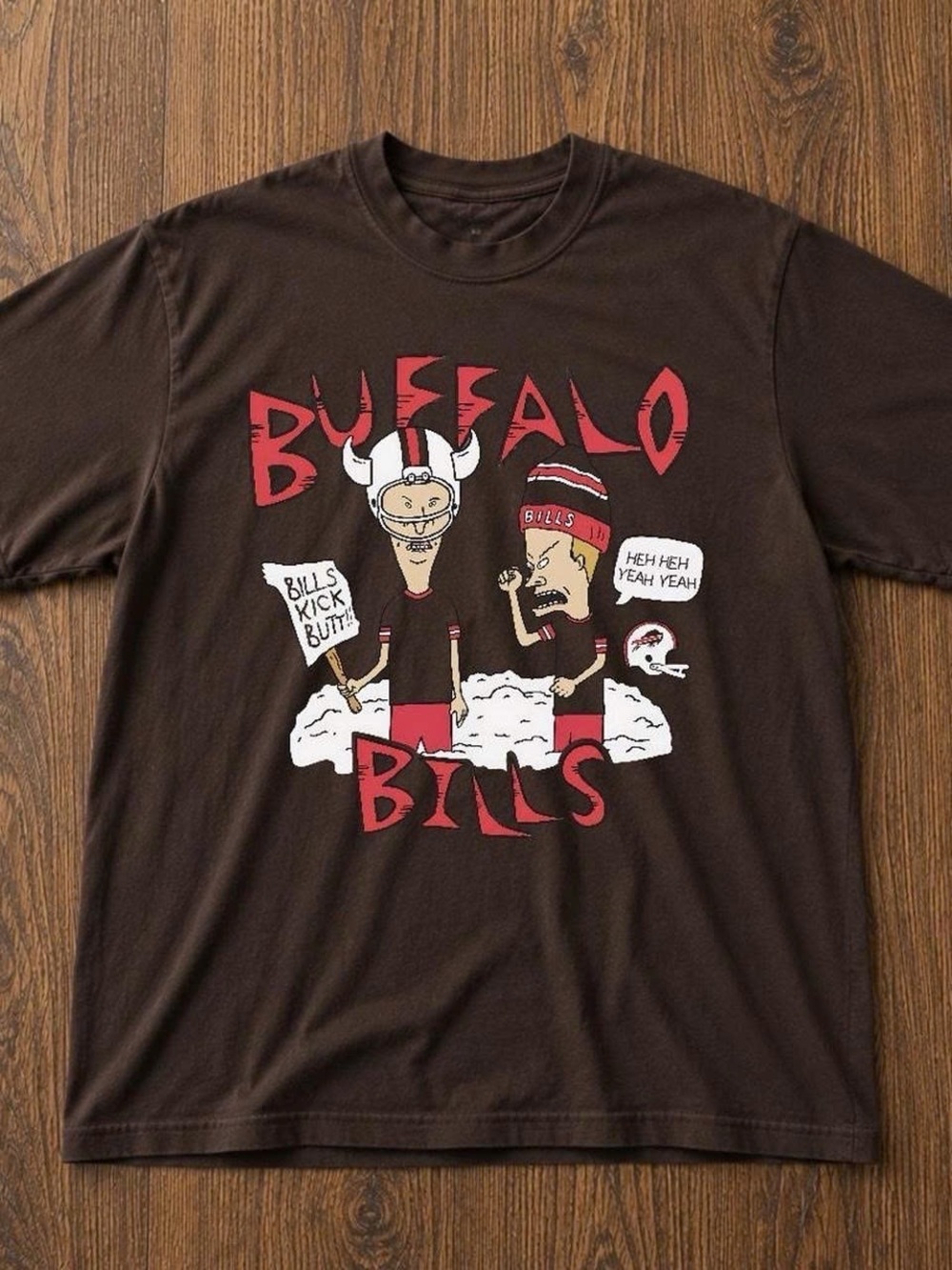 Buffalo Bills Graphic Tee - Brown with Red Print